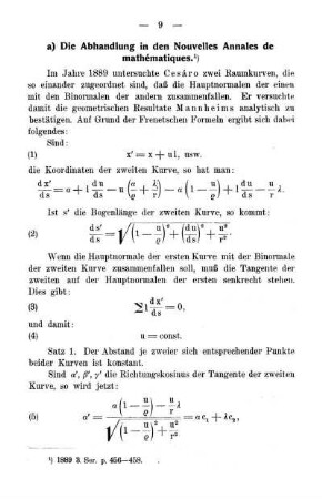 a) Die Abhandlung in den Nouv. Ann. de math.