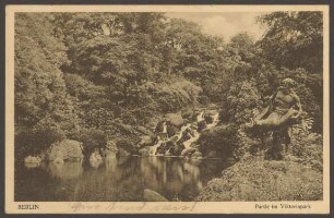 Ansichtskarte Viktoriapark mit Bronzeskulptur, Kreuzberg