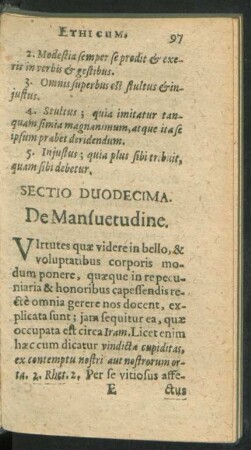 Sectio Duodecima. De Mansuetudine.