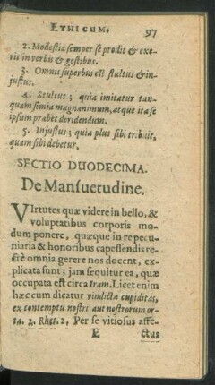 Sectio Duodecima. De Mansuetudine.