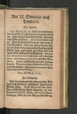 Am XI. Sonntage nach Trinitatis.