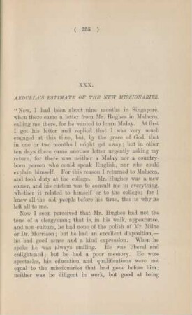 XXX. Abdulla's estimate on the new missionaries