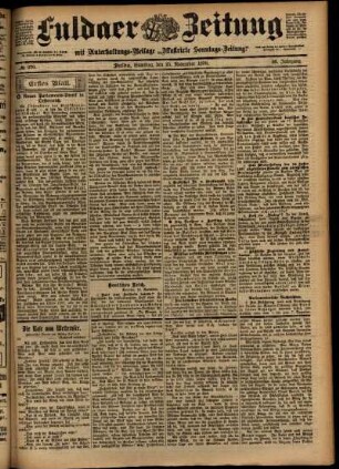 Erste Ausgabe vom Samstag, den 25. November 1899.