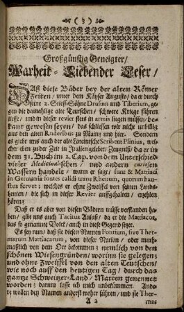 Großgünstig Geneigter/ Wahrheit- Liebender Leser.