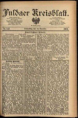 Erste Ausgabe vom Donnerstag, den 12. Dezember 1901.