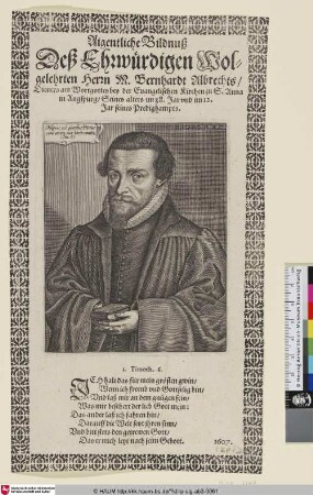 Eigentliche Bilnis des ehrwürdigen wolgelehrten Herrn M. Bernhardt Albrechts [Bernhard Albrecht]