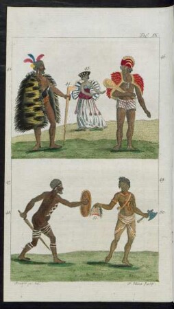 Taf. IX. Fig. 43. Der Neuseeländer Fig. 46. Sandwichsinsulaner Fig. 47. Neuholländer