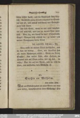 20. Sophie an Wilhelm. den 20sten Febr.
