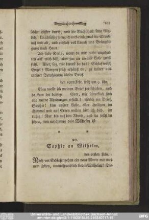 20. Sophie an Wilhelm. den 20sten Febr.