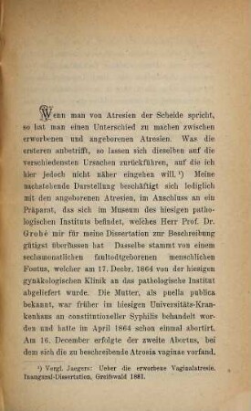 Ueber atresia vaginae congenitalis : Greifsw. Inaug. Diss.