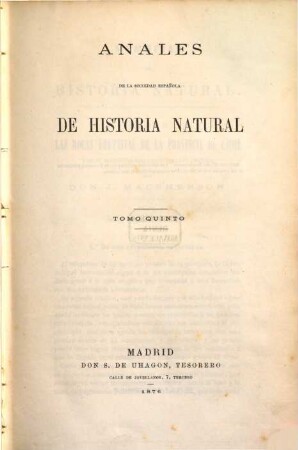 Anales de la Sociedad Española de Historia Natural. 5. 1876