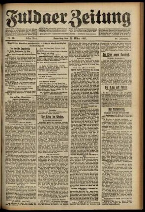 Erste Ausgabe vom Samstag, den 31. März 1917.