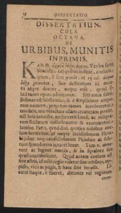 Dissertatiuncula Octava. De Urbibus, Munitis Inprimis.