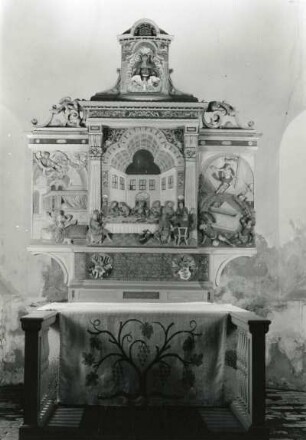 Altaraufsatz : Wiesenburg/Mark, evangelische Pfarrkirche St. Marien, Altarretabel, datiert 1561, Fassung von 1677