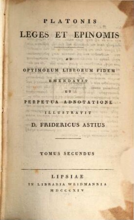 Leges et epinomis : ad optimorum librorum fidem, 2