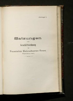 Satzungen nebst Geschäftsordnung des Preussischen Medizinalbeamten-Vereins.
