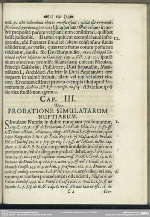 Cap. III. De Probatione Simulatarum Nuptiarum
