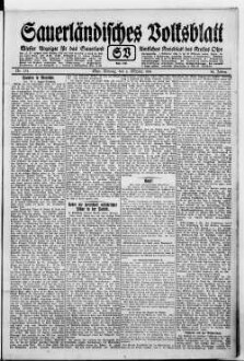 Sauerländisches Volksblatt : aeltester Anzeiger des Sauerlandes : ueber 100 Jahre Heimat- und Kreisblatt im Kreise Olpe : Tageszeitung für Politik, Unterhaltung und Belehrung