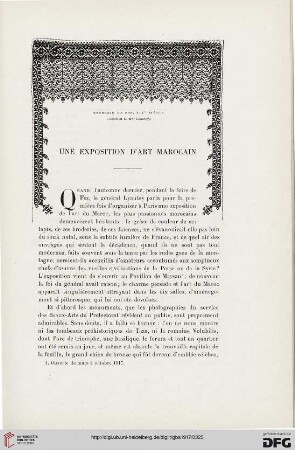 4. Pér. 13.1917: Une exposition d'art marocain