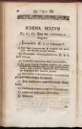 Schema Sextum II.) A.) II.) von der restitutione in integrum.