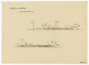 Tennishalle mit Klubräumen, Argentinische Allee, Berlin-Zehlendorf: Westansicht, Ostansicht 1:200