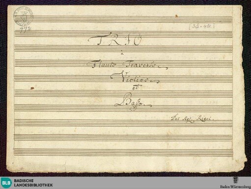 Sonatas - Mus. Hs. 772 : fl, vl, b; G; GroT 3932-G