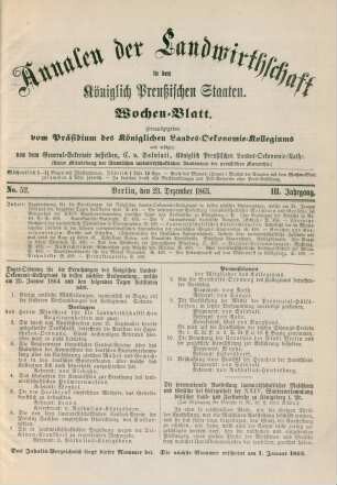 No. 52. Berlin, den 23. Dezember 1863. III. Jahrgang.
