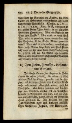 k) Von Polen, Preussen, Liefland und Curland.