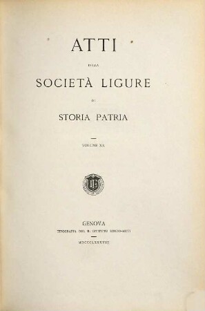 Atti della Società Ligure di Storia Patria. 20. 1888