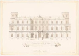 Schloss Gatschina: Ansicht der Fassade des Mittelbaues vom Ehrenhof aus gesehen