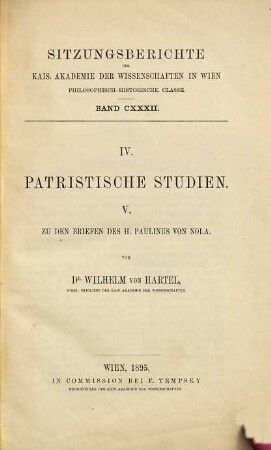 Patristische Studien, 5. Zu den Briefen des h. Paulinus von Nola