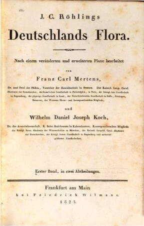 J. C. Röhlings Deutschlands Flora, 1,1