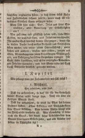 I. Kapitel. Wie gelangt man zur Zufriedenheit mit sich selbst?