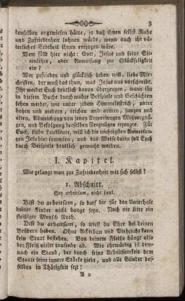I. Kapitel. Wie gelangt man zur Zufriedenheit mit sich selbst?