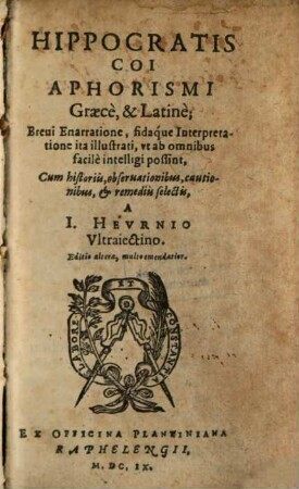 Hippocrates coi Aphorismi : graece & latine