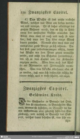 Zwanzigstes Capitel. Geschwüre. Krebs