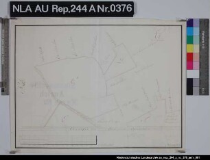 Lage eines Moorgebietes östlich der Straße von Ogenbargen nach Esens und östlich des Uhlenmoores mit den angrenzenden Kolonatsgrundstücken und Wegen (DUNUM) Kolorierte Zeichnung von Börner Papier Format 43,7x32,3 M 1:5.100
