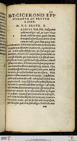 M. T. Ciceronis epistolarvm ad Brvtvm - Liber
