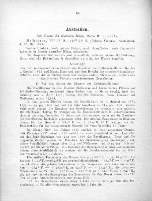 Australien. : Vom Consul des deutschen Reichs, Herrn W. A. Brahe.