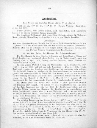 Australien. : Vom Consul des deutschen Reichs, Herrn W. A. Brahe.