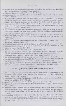 V. Tempelherren-Orden und dessen Geschichte.
