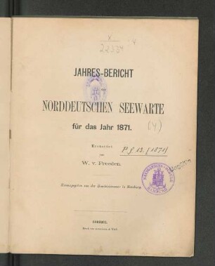 4.1871: Jahresbericht der Norddeutschen Seewarte