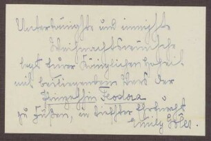 Schreiben von Emilie Göler an die Großherzogin Luise; Karte mit Weihnachstgrüßen an die Großherzogin und Prinzessin Feodora