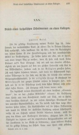 401-431 Briefe eines katholischen Schulmannes an einen Collegen : zweiter Brief