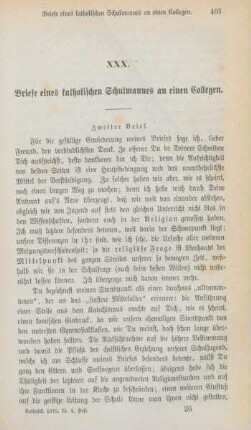 401-431 Briefe eines katholischen Schulmannes an einen Collegen : zweiter Brief