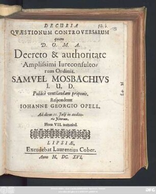 Decuria Quaestionum Controversarum