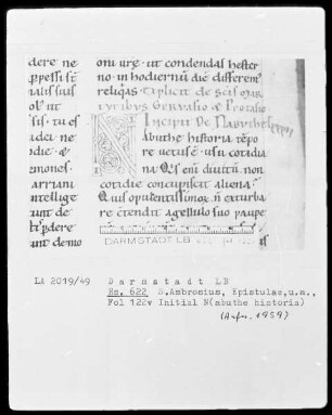 Ambrosius und andere — Initiale N(abuthe historia), Folio 122verso