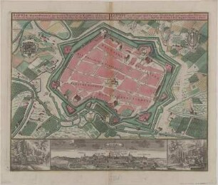 Plan Leipzig, Kupferstich, um 1750
