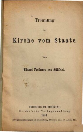 Trennung der Kirche vom Staate