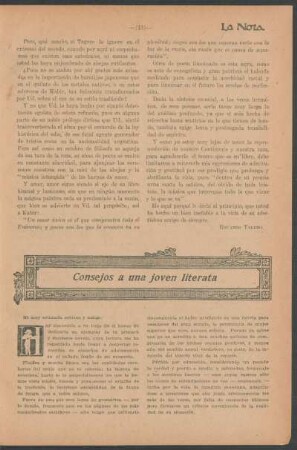 Consejos a una joven literata